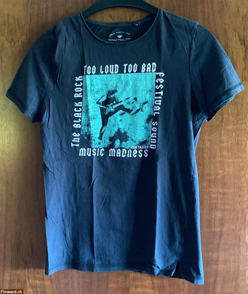 Bild 1: Gr. 164 schwarzes bedrucktes T-Shirt von Tom Tailor