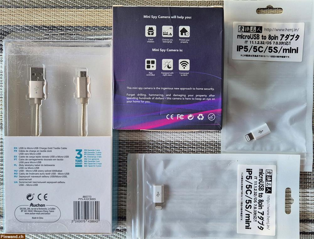 Bild 2: Konvolut: MINI CAMERA, microUSB to 8pin, 1,2 m Kabel