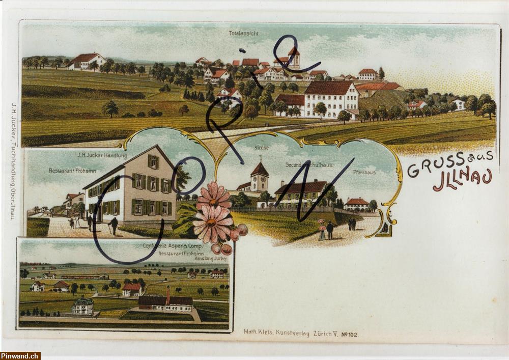 Bild 1: Gruss aus Illnau / Zürich um 1900 - (A4 Lithoansicht)