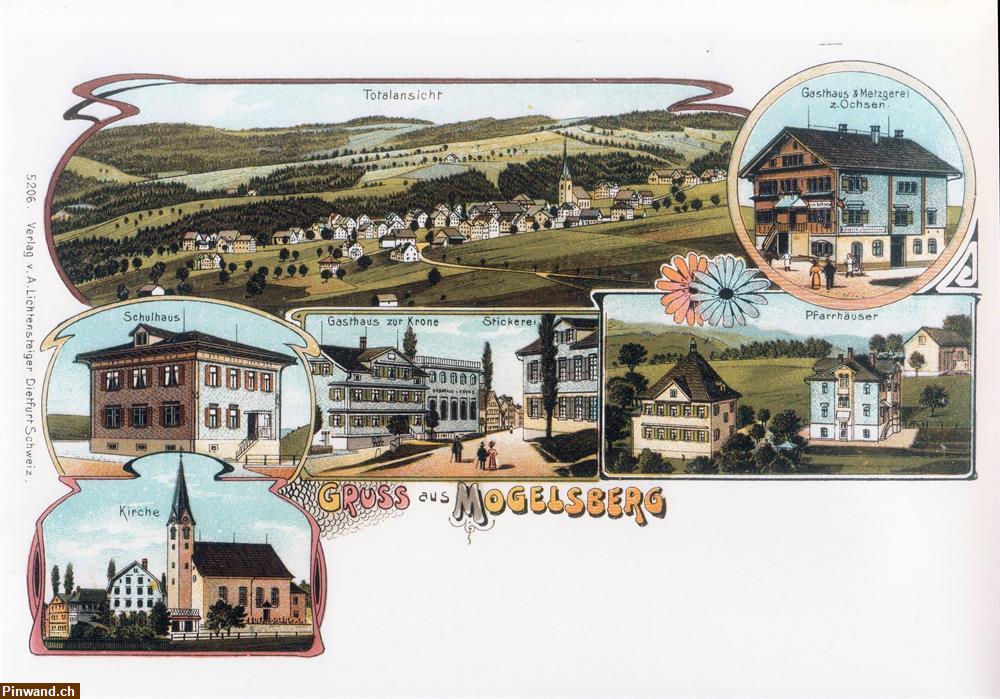 Bild 1: Mogelsberg um 1900 | A4 Ansichtskarten Lithoansicht