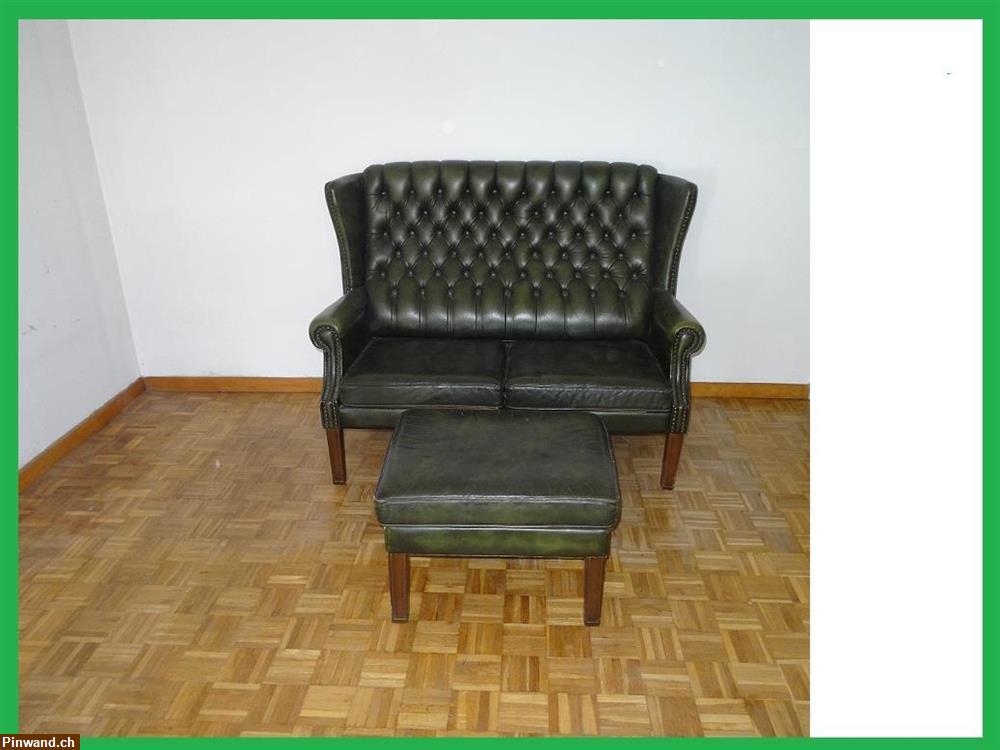 Bild 2: Grünes 2er Ledersofas zu verkaufen