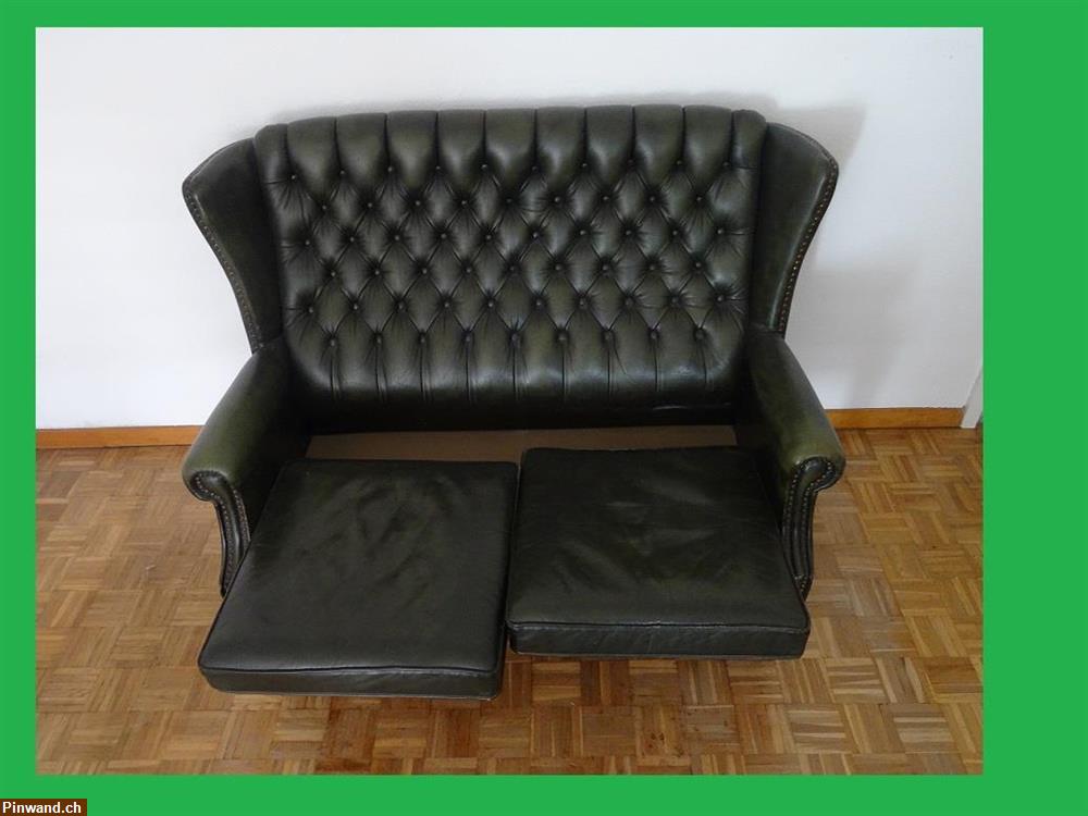 Bild 3: Grünes 2er Ledersofas zu verkaufen